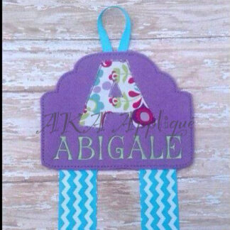 Alphabet Clip Keeper-Bow Holder 4x4 AND 5x5 ITH Embroidery Design