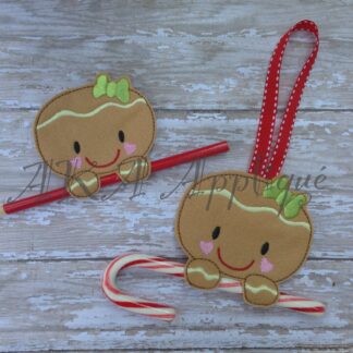 Christmas Ornament - Gingerbread Girl Candy Cane and Pencil Holder
