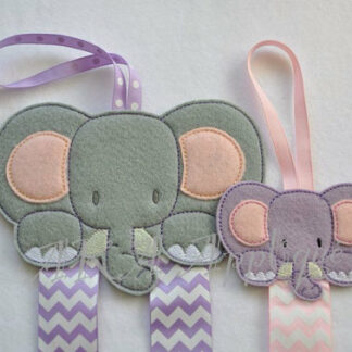 Ellie Elephant Clip Keeper-Bow Holder ITH Embroidery Design