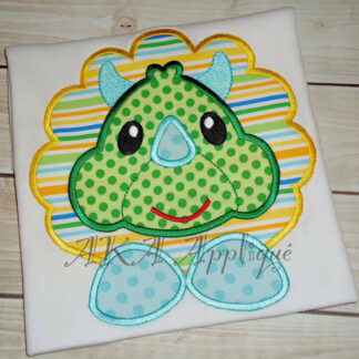 Sarah Triceratops Applique Embroidery Design