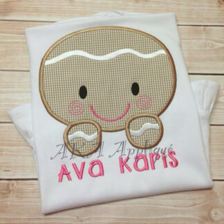 Peeking Snap Gingerbread Applique Embroidery Design