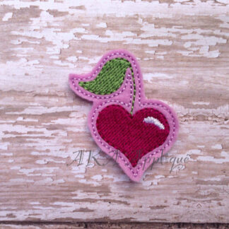 Heart Cherry Fill Feltie Embroidery Design