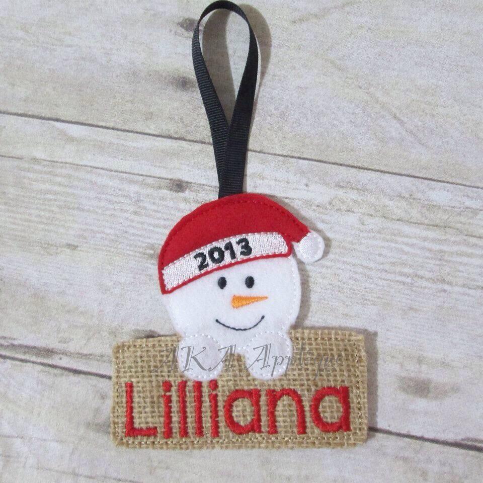 Personalizable Snowgirl Ornament ITH Embroidery Design