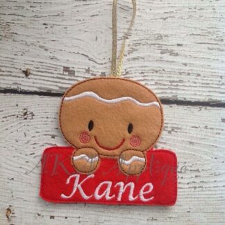 Personalizable Snap Gingerbread Boy Ornament ITH Embroidery Design
