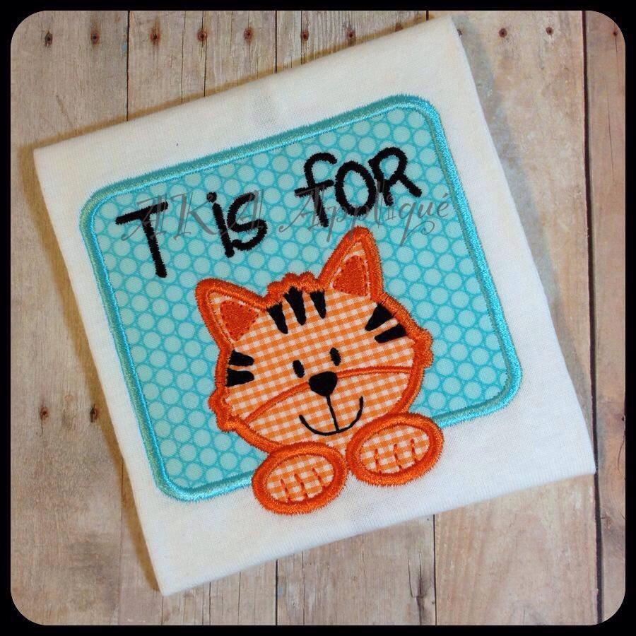 Boxed Toby Tiger Applique Embroidery Design