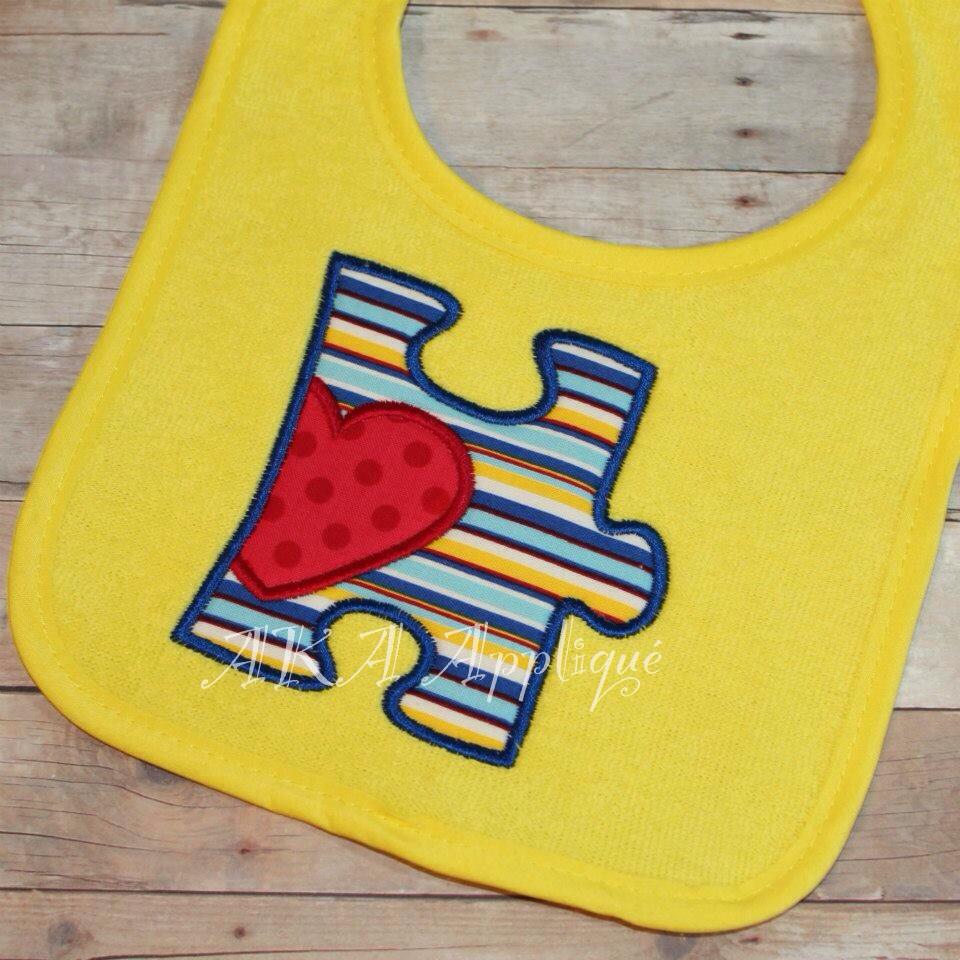 Heart Puzzle Piece Applique Embroidery Design
