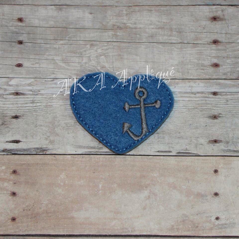 Anchor Heart Feltie Embroidery Design