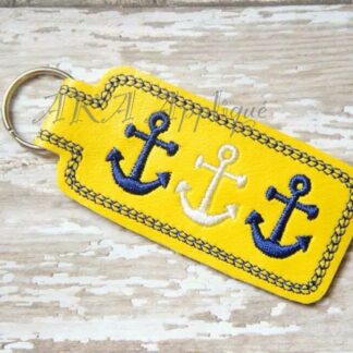 ITH Triple Anchor Key Fob Embroidery Design