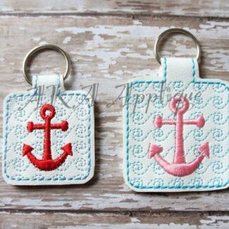 ITH Anchor Wave Key Fob Embroidery Design