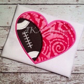 Football Heart Applique Embroidery Design