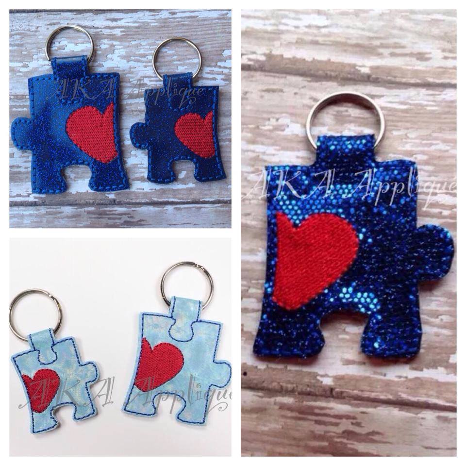 ITH Puzzle Piece Key Fob Embroidery Design