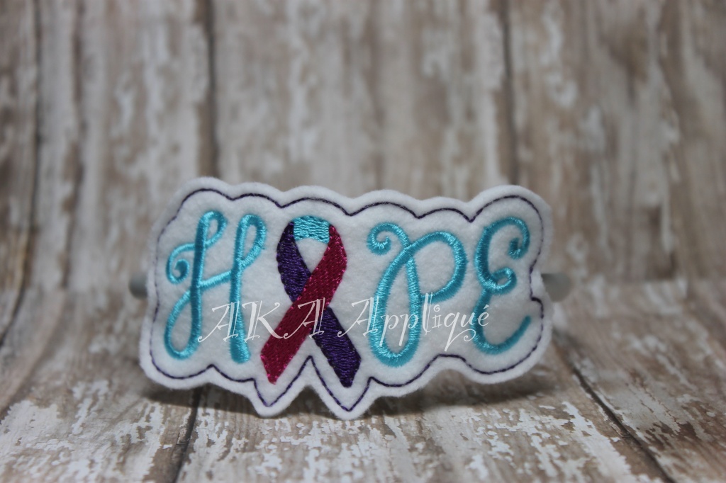 ITH Hope Awareness Ribbon Headband SLIDER™ and Key Fob Embroidery Design - Image 3