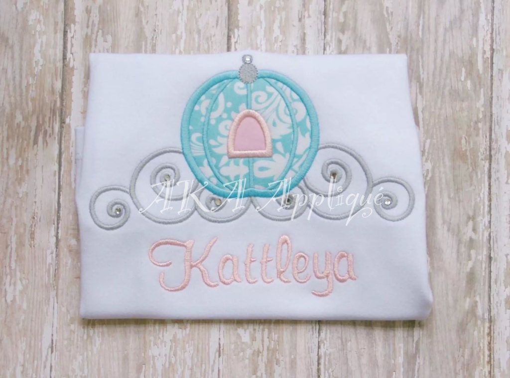 Cinderella Princess Carriage Applique Embroidery Design