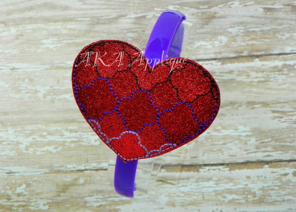 ITH Quatrefoil Heart Headband SLIDER™Embroidery Design