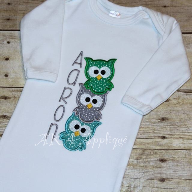 Stacked Kookie Owl Applique Embroidery Design