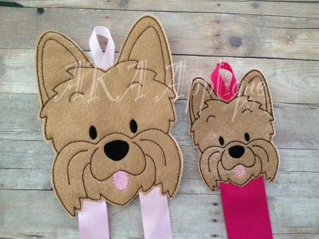 Kelsey Yorkie Clip Keeper-Bow Holder ITH Embroidery Design