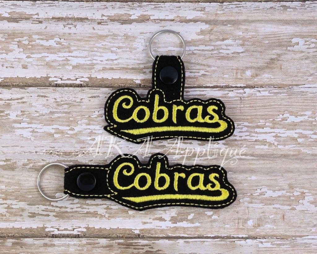 ITH Cobras Spirit Snap Fob Embroidery Design