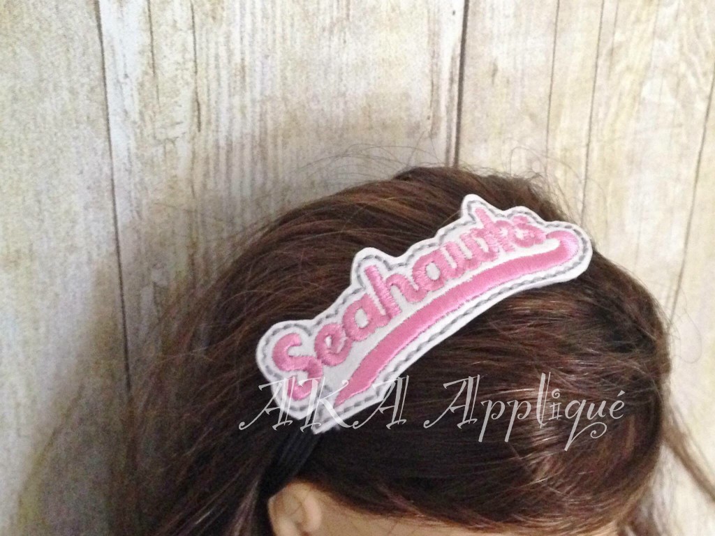 Seahawks Barrette Cover & Doll ITH Headband Slider™ Embroidery Design - Image 3