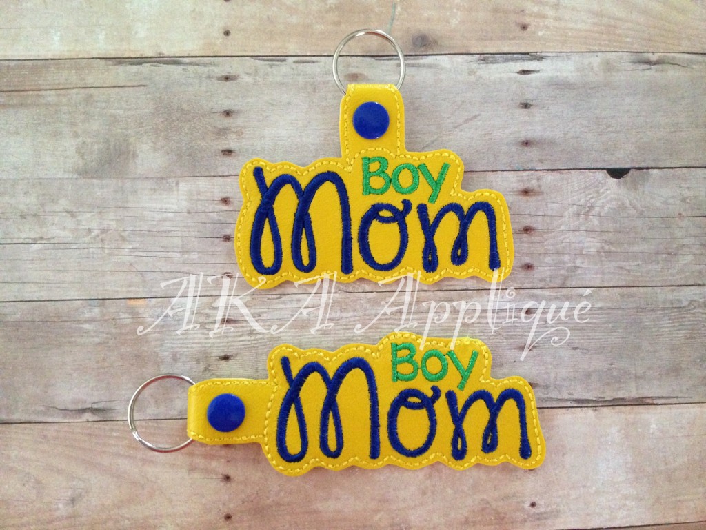 ITH Boy Mom Snap Fob Embroidery Design