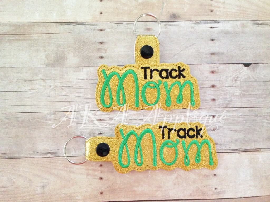 ITH Track Mom Snap Fob Embroidery Design