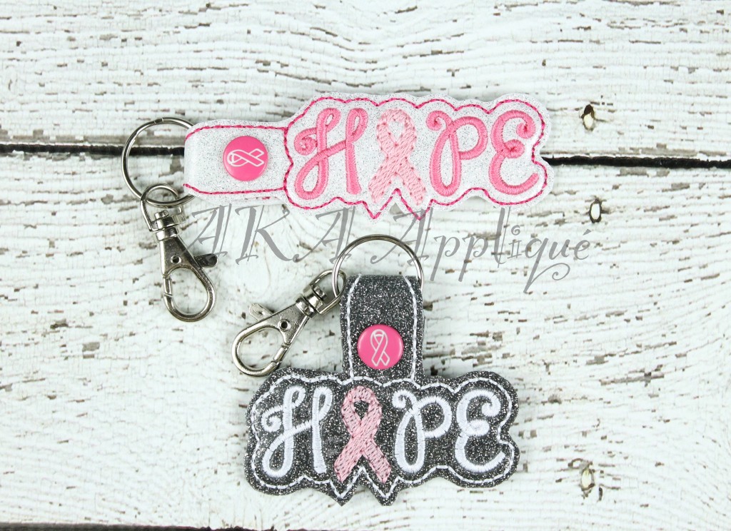 ITH Hope Awareness Ribbon Snap Fob Embroidery Design