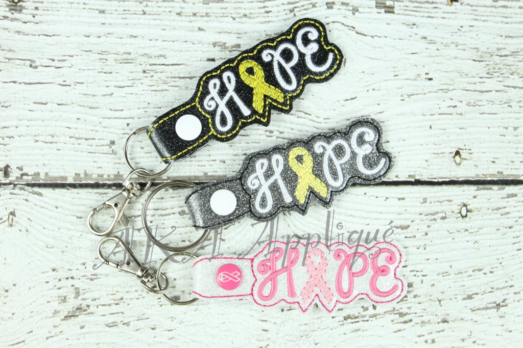 ITH Hope Awareness Ribbon Snap Fob Embroidery Design - Image 6