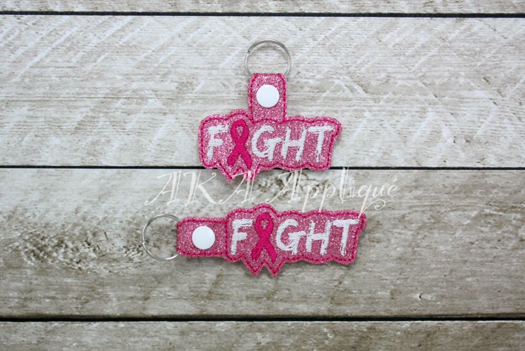 ITH Fight Awareness Ribbon Snap Fob Embroidery Design
