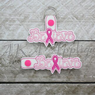 ITH Believe Awareness Ribbon Snap Fob Embroidery Design