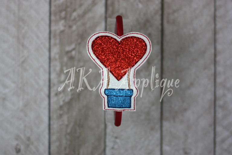ITH Heart Hot Air Balloon Headband SLIDER™ Embroidery Design