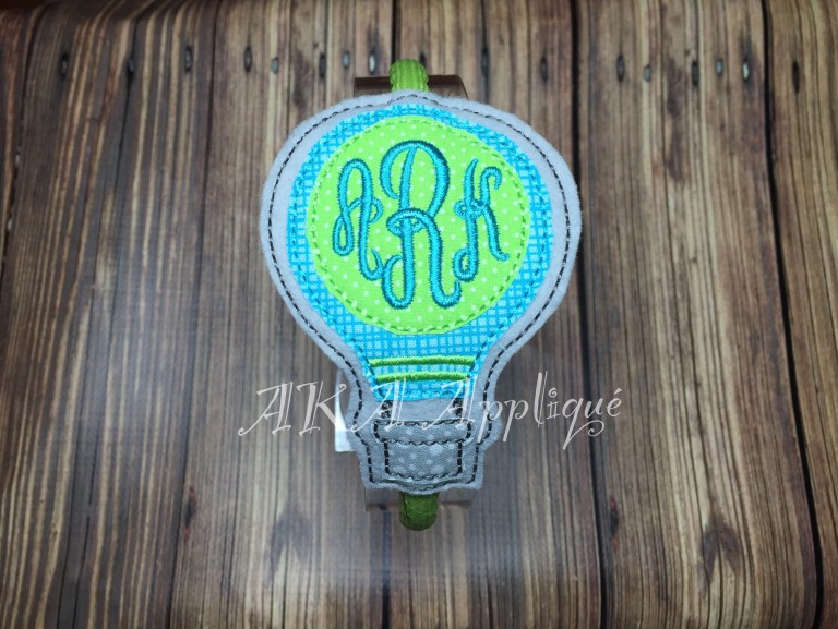 ITH Mongram Hot Air Balloon Headband SLIDER™ Embroidery Design