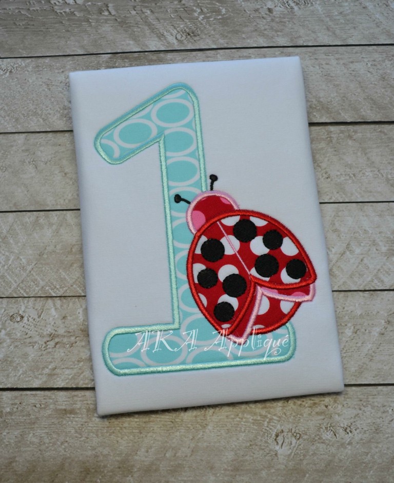 Ladybug Numbers 1-5 Applique Embroidery Design