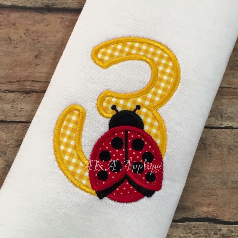 Ladybug Numbers 1-5 Applique Embroidery Design - Image 3