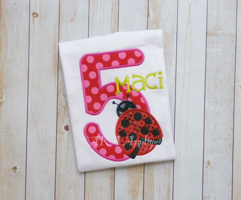 Ladybug Numbers 1-5 Applique Embroidery Design - Image 2