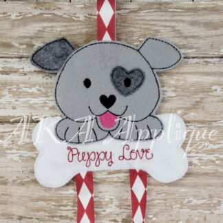 Puppy Love Clip Keeper-Bow Holder ITH Embroidery Design