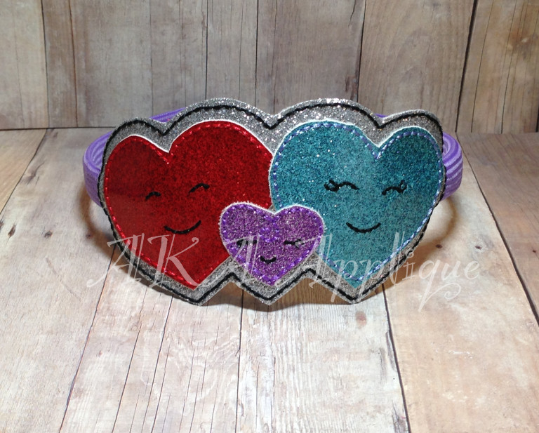 ITH Heart Family Headband SLIDER™ Embroidery Design