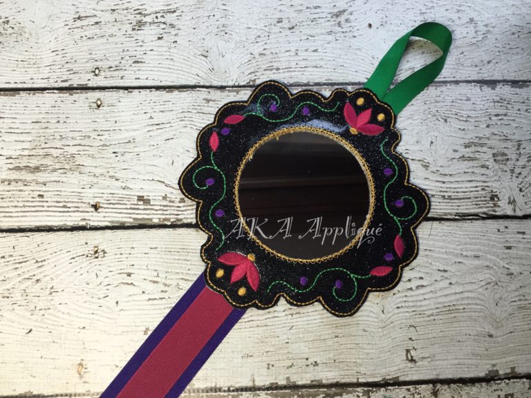 Norwegian Princess Frame Mirror Clip Keeper_Pocket Mirror ITH Embroidery Design