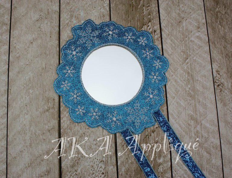 Snowflake Frame Mirror Clip Keeper_Pocket Mirror ITH Embroidery Design