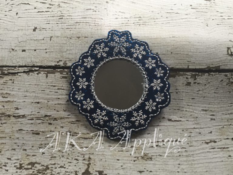 Snowflake Frame Mirror Clip Keeper_Pocket Mirror ITH Embroidery Design - Image 2