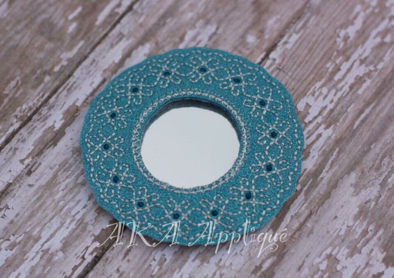 Decorative Frame Mirror 3 Clip Keeper_Pocket Mirror ITH Embroidery Design - Image 2