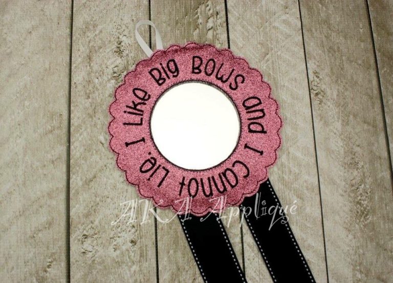 Big Bows Phrase Mirror Clip Keeper ITH Embroidery Design