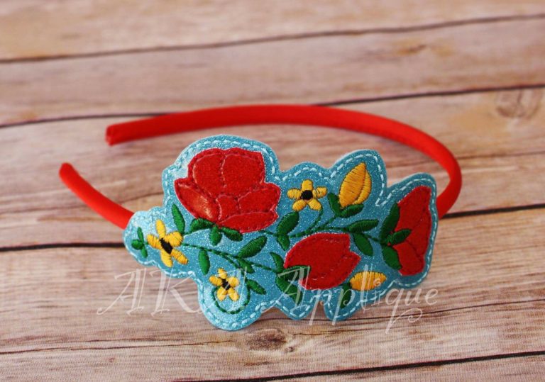 ITH Crown Princess Flower Headband SLIDER™ and Clip Cover Embroidery Design - Image 3