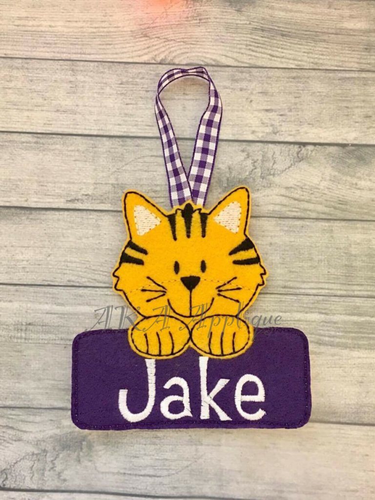 Personalizable Toby Tiger Ornament ITH Embroidery Design