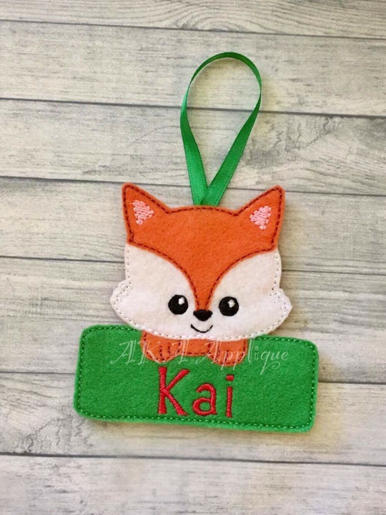 Personalizable Felix Fox Ornament ITH Embroidery Design