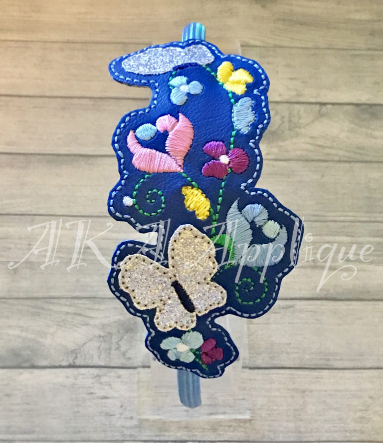 ITH Cinder Princess Flower Headband SLIDER™ and Clip Cover Embroidery Design - Image 3
