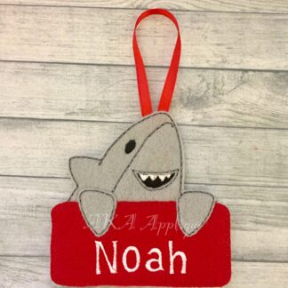 Personalizable Finly Shark Ornament ITH Embroidery Design