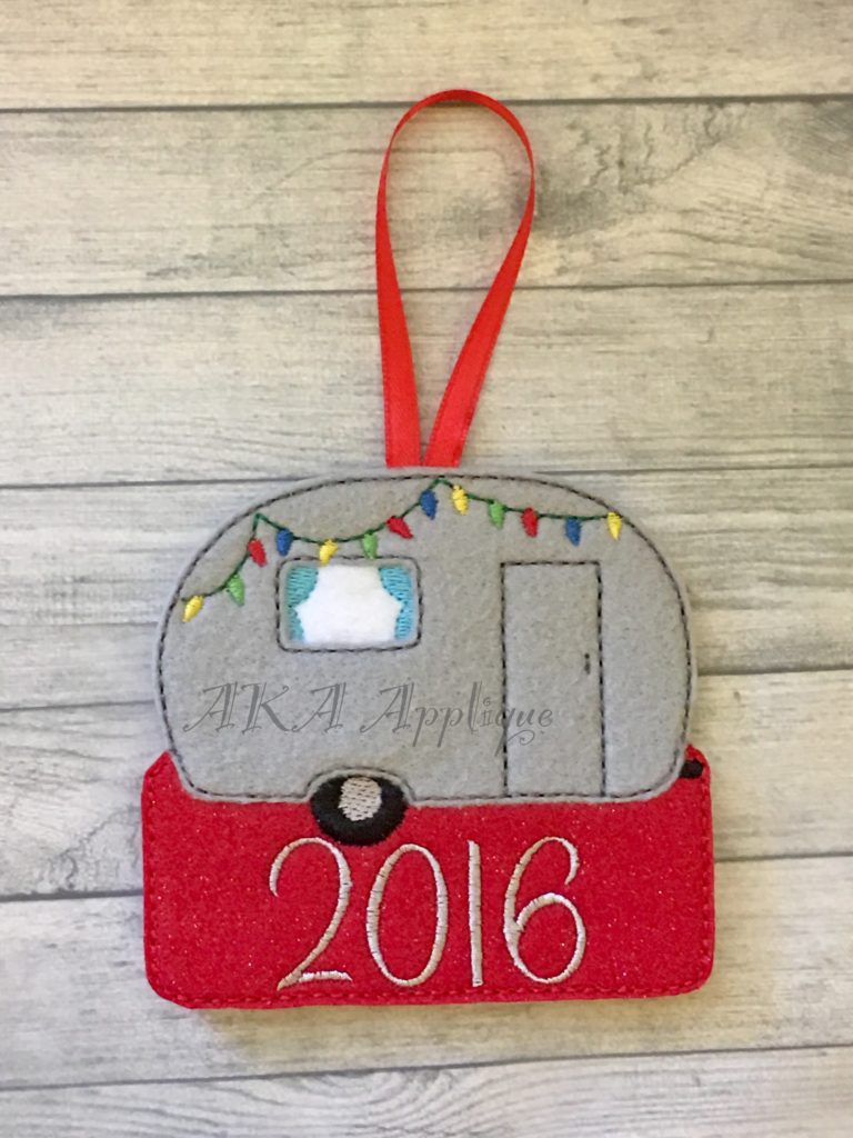 Camper Frame Ornament ITH Embroidery Design