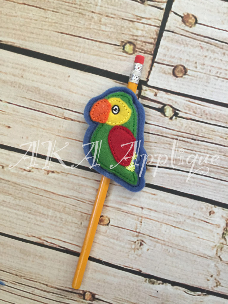 Parrot Pencil Slider and Topper Embroidery Design
