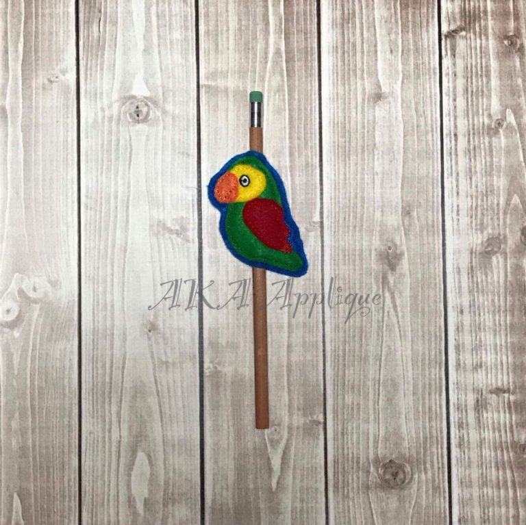 Parrot Pencil Slider and Topper Embroidery Design - Image 2