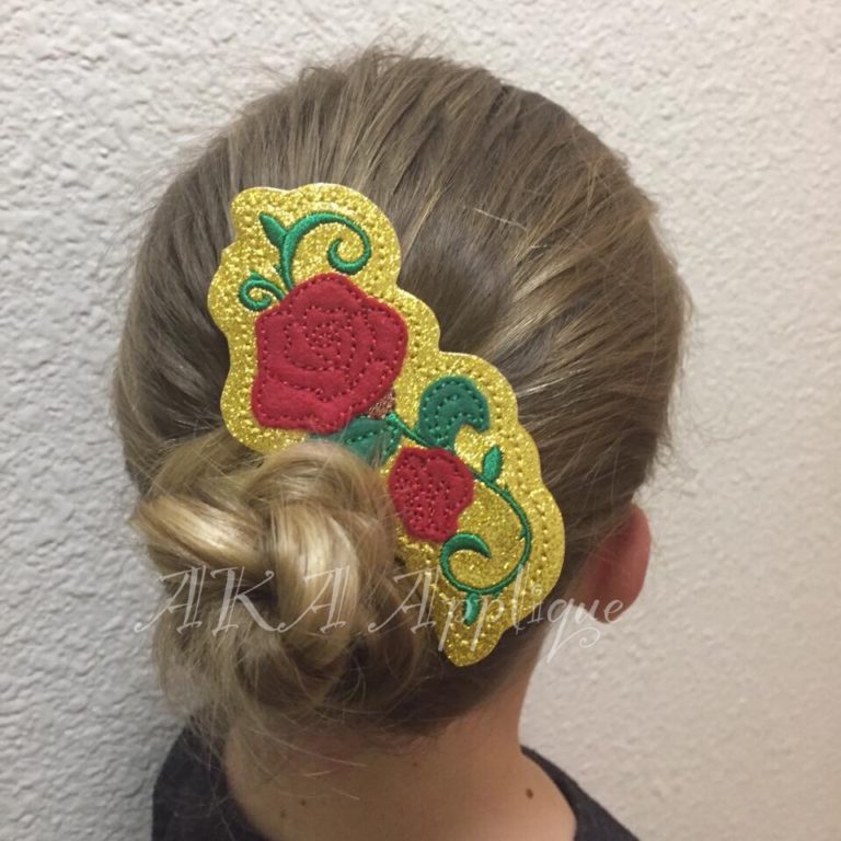 ITH Rose Princess Flower Headband SLIDER™ and Clip Cover Embroidery Design - Image 3