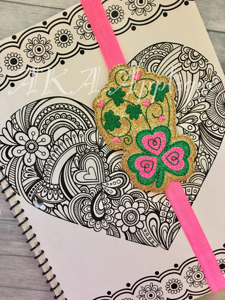 ITH Shamrock Flourish Headband SLIDER™ and Clip Cover Embroidery Design - Image 2